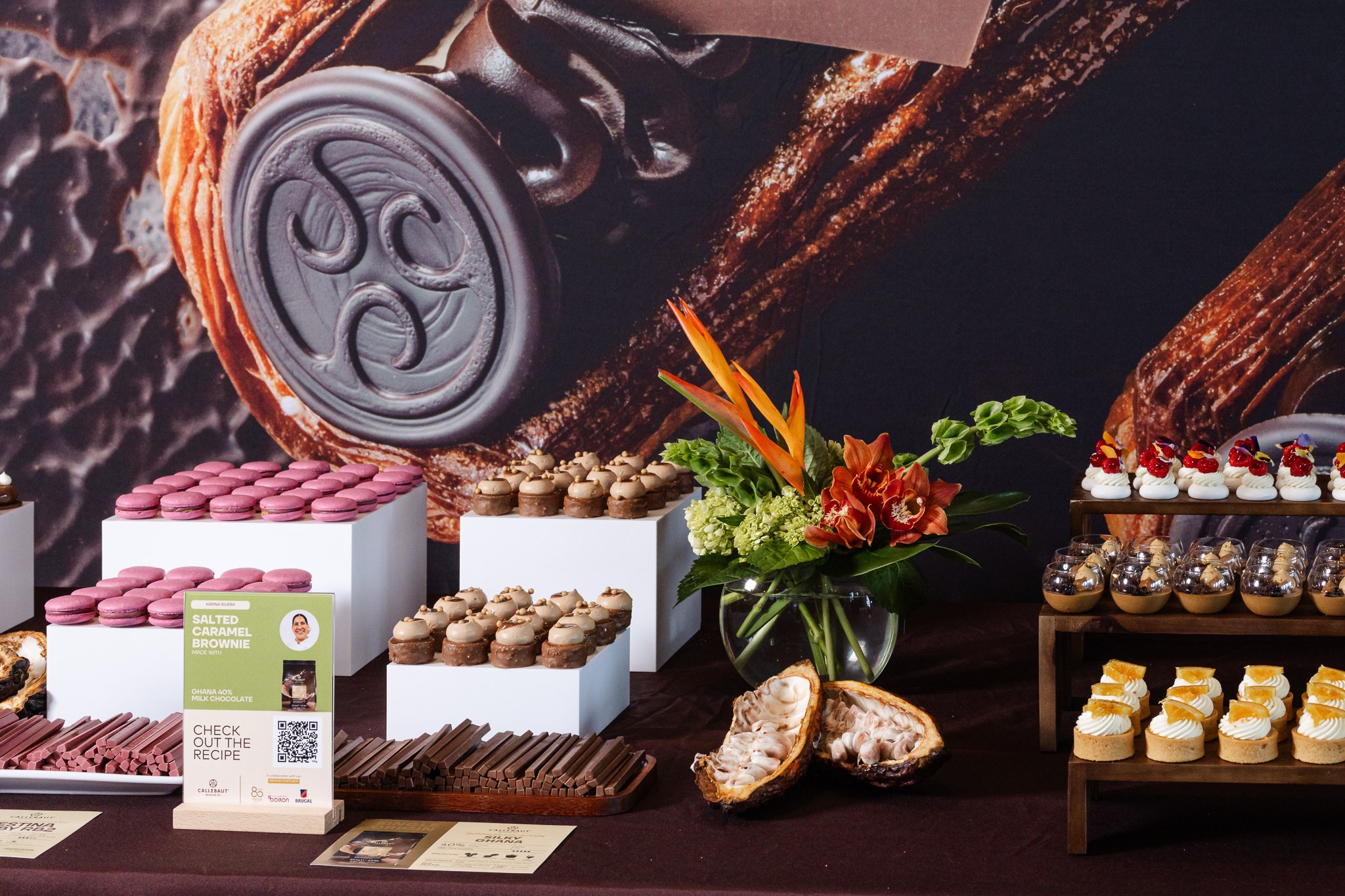 Callebaut chocolate and dessert presentation featuring pastries and artisan chocolates