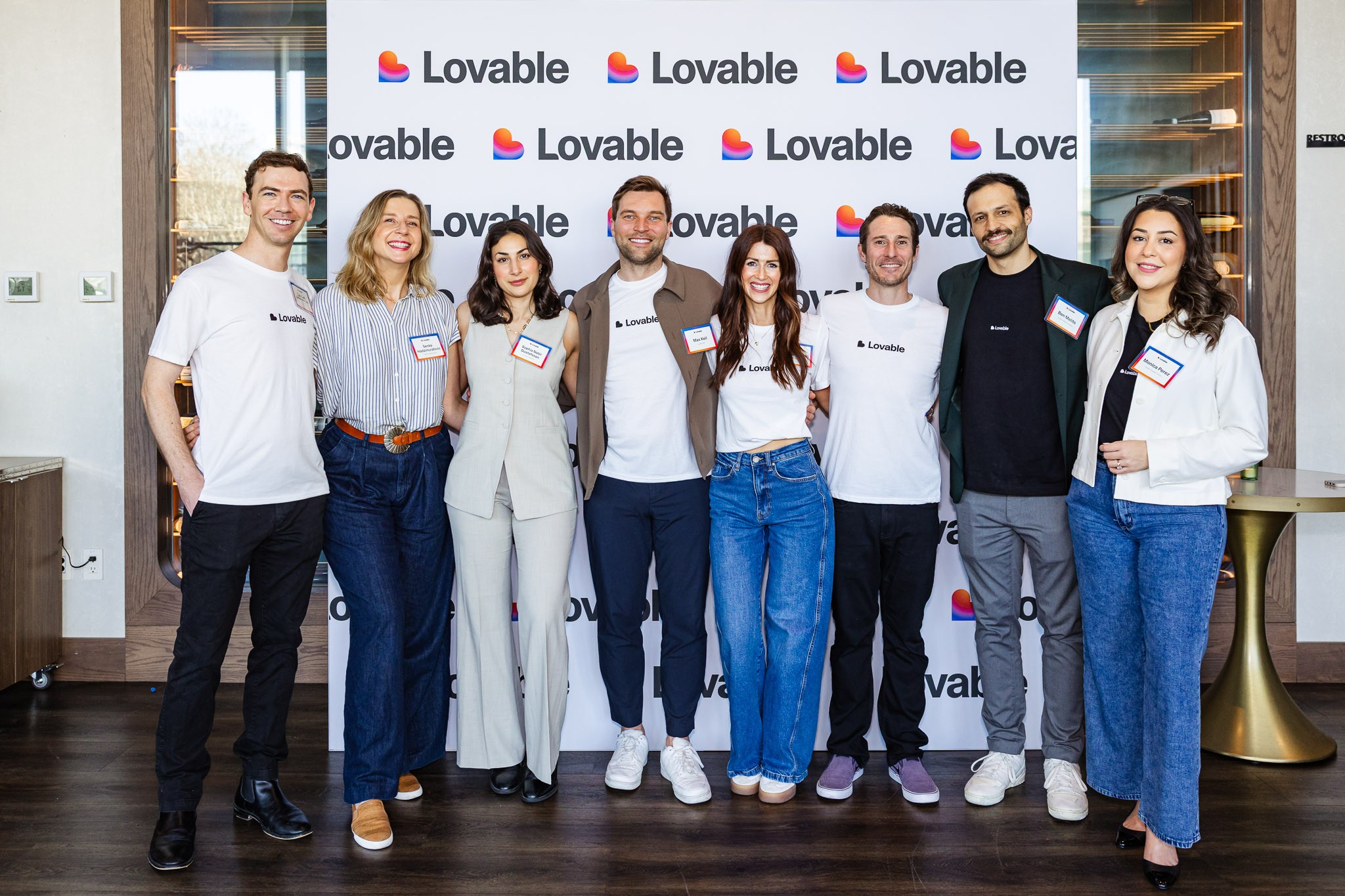 Lovable executives posing at the Build Bar networking event in Silicon Valley